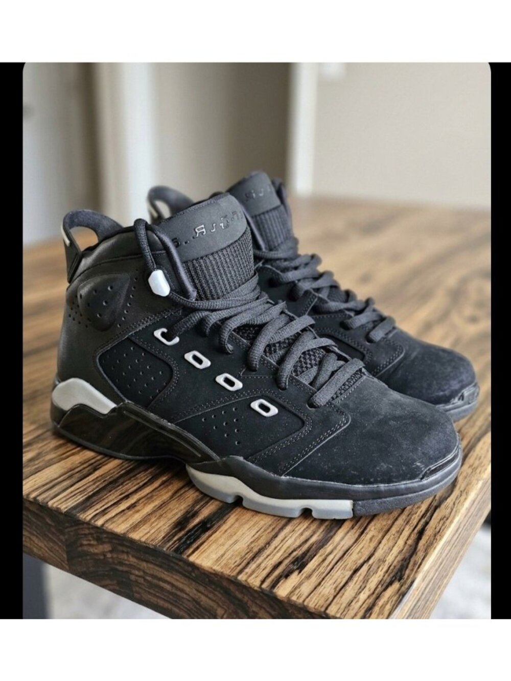 Air Jordan 6-17-23 Black Metallic Silver Nubuck/Leather Sneakers Men Size 8